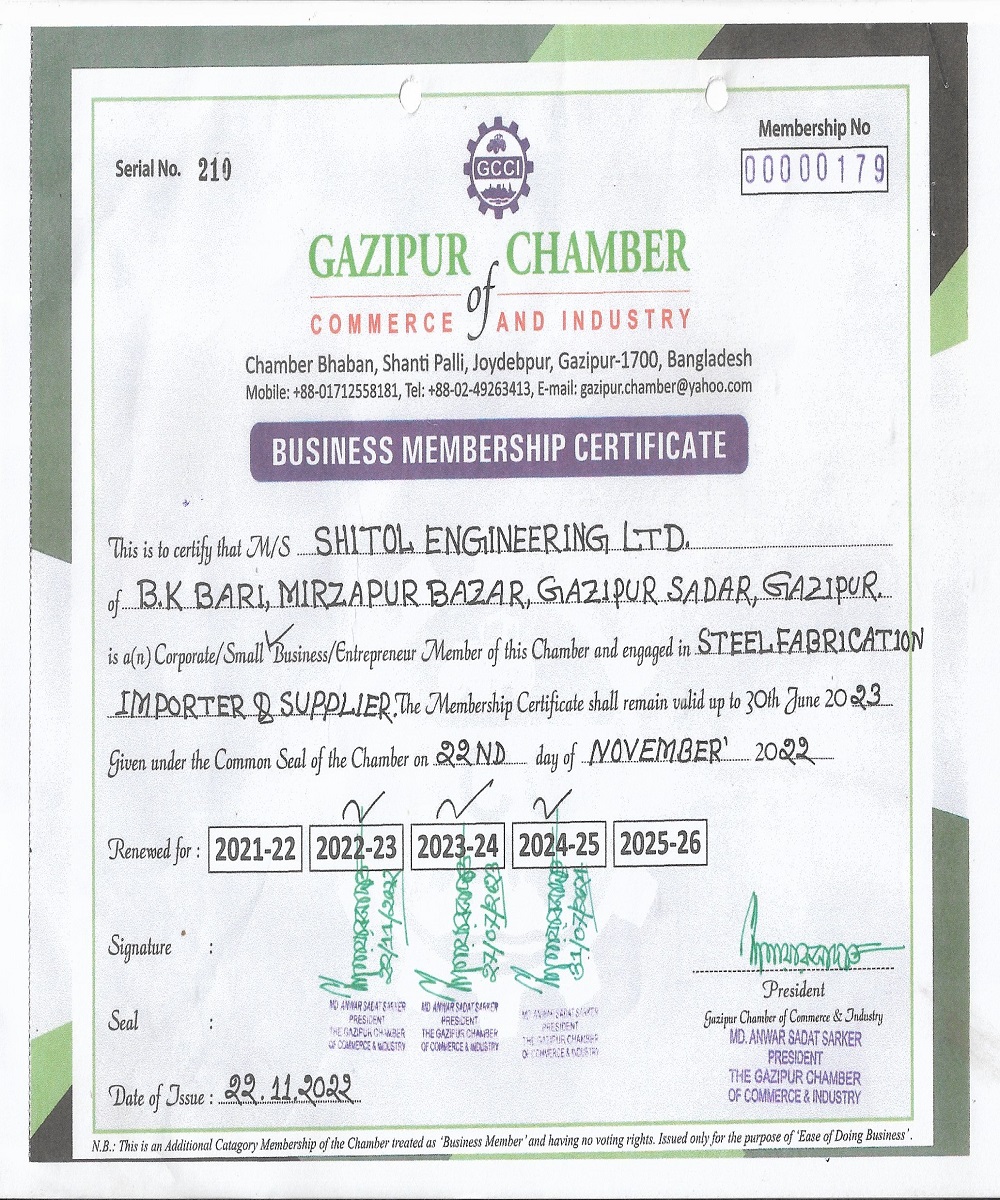 Chamber of Commerce Certificate