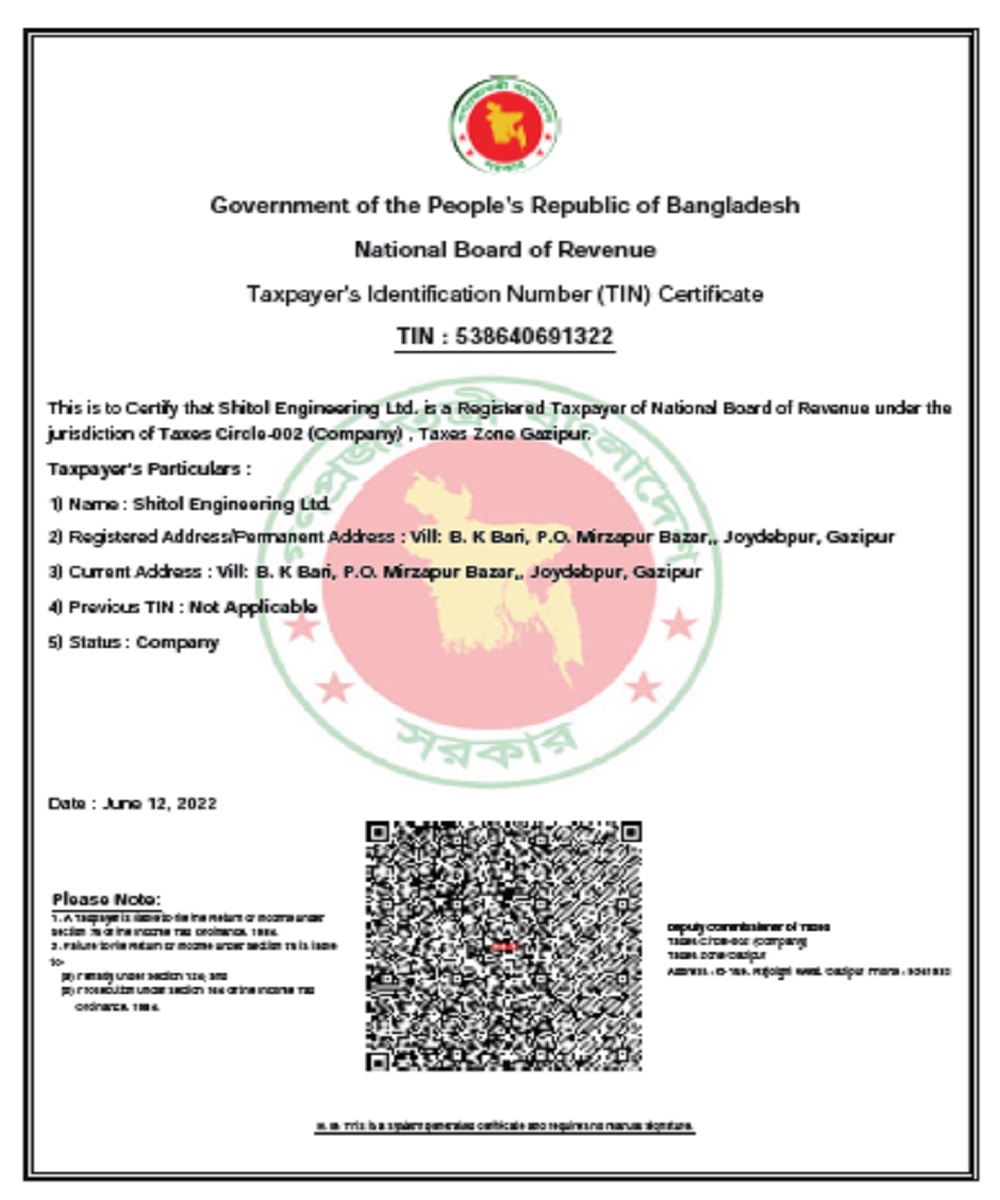 TIN Certificate